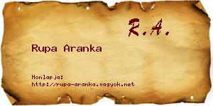 Rupa Aranka névjegykártya